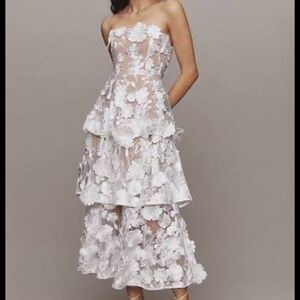 Elliatt Strapless Floral Lace Dress in White